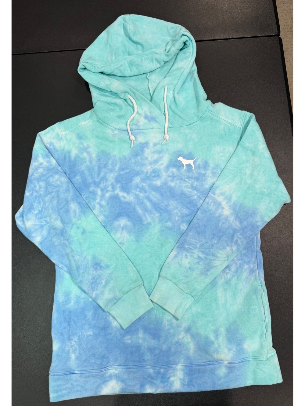 Victoria's Secret PINK Blue and Aqua Tie-Dye Pullover Hoodie XS